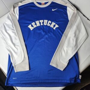 Nike Kentucky Blue and White Long Sleeve UK Men's Tee Size Xl
